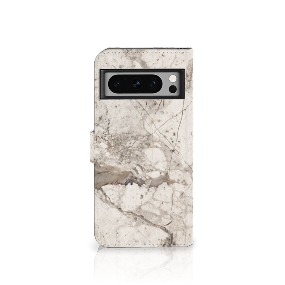 Google Pixel 8 Pro Bookcase Marmer Beige bookcase marmer beige voorkant