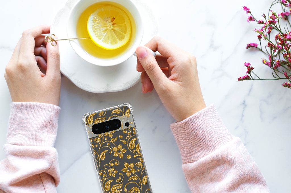 Google Pixel 8 Pro Case Gouden Bloemen B2C Telecom