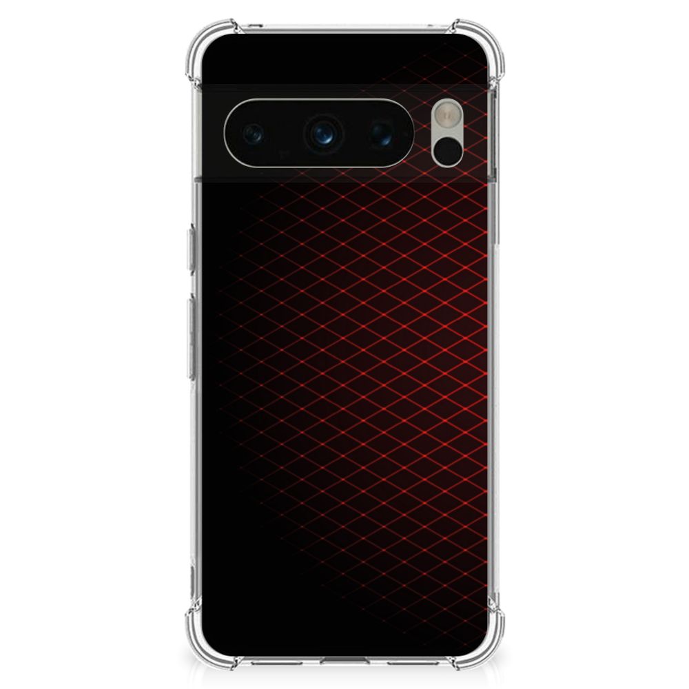 Google Pixel 8 Pro Doorzichtige Silicone Hoesje Geruit Rood B2C Telecom