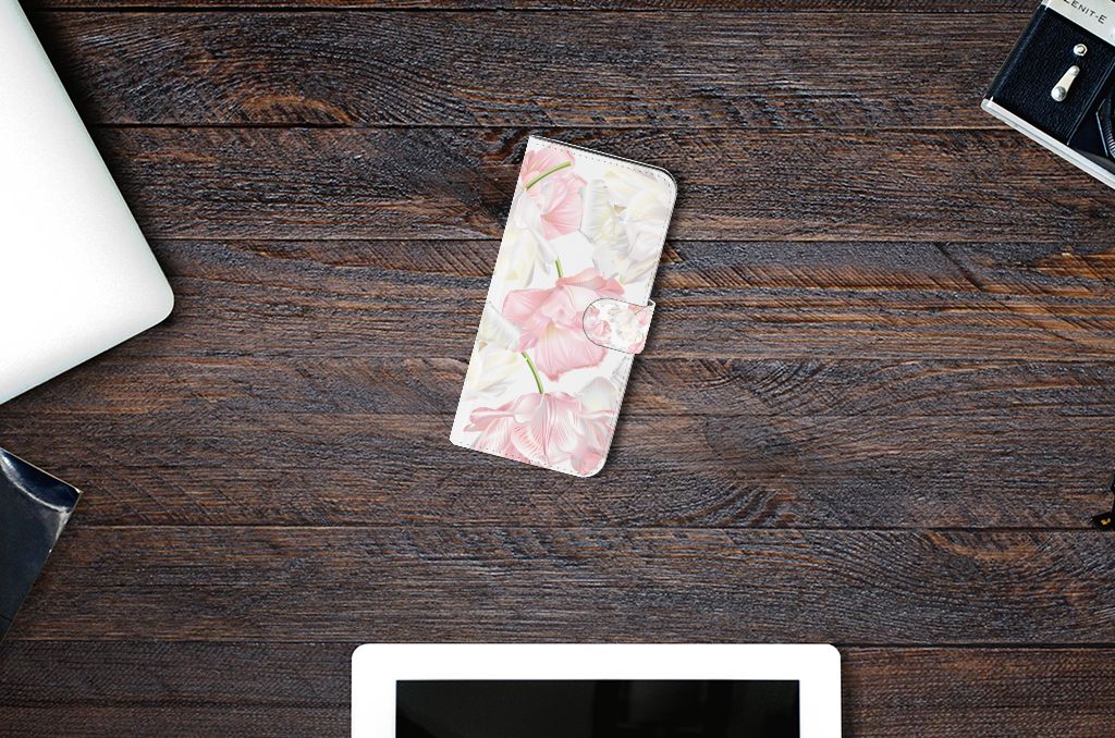 Google Pixel 8 Pro Hoesje Lovely Flowers design roze bloemen bovenaanzicht