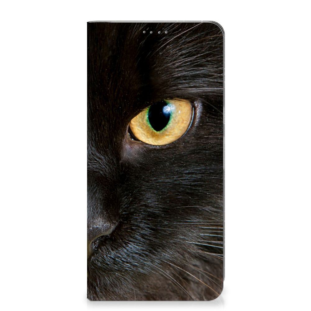 Google Pixel 8 Pro Hoesje maken Zwarte Kat design zwart kat close-up