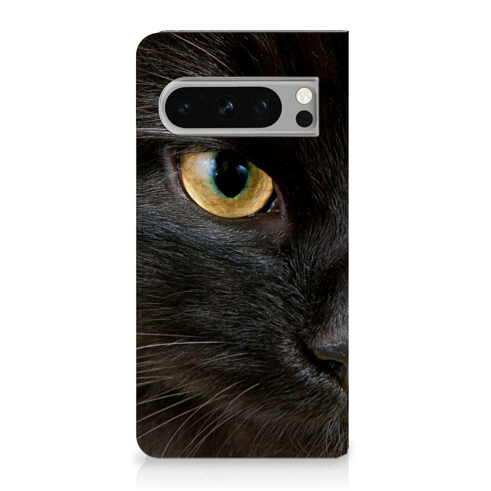 Google Pixel 8 Pro Hoesje maken Zwarte Kat stand case zwarte kat zijaanzicht