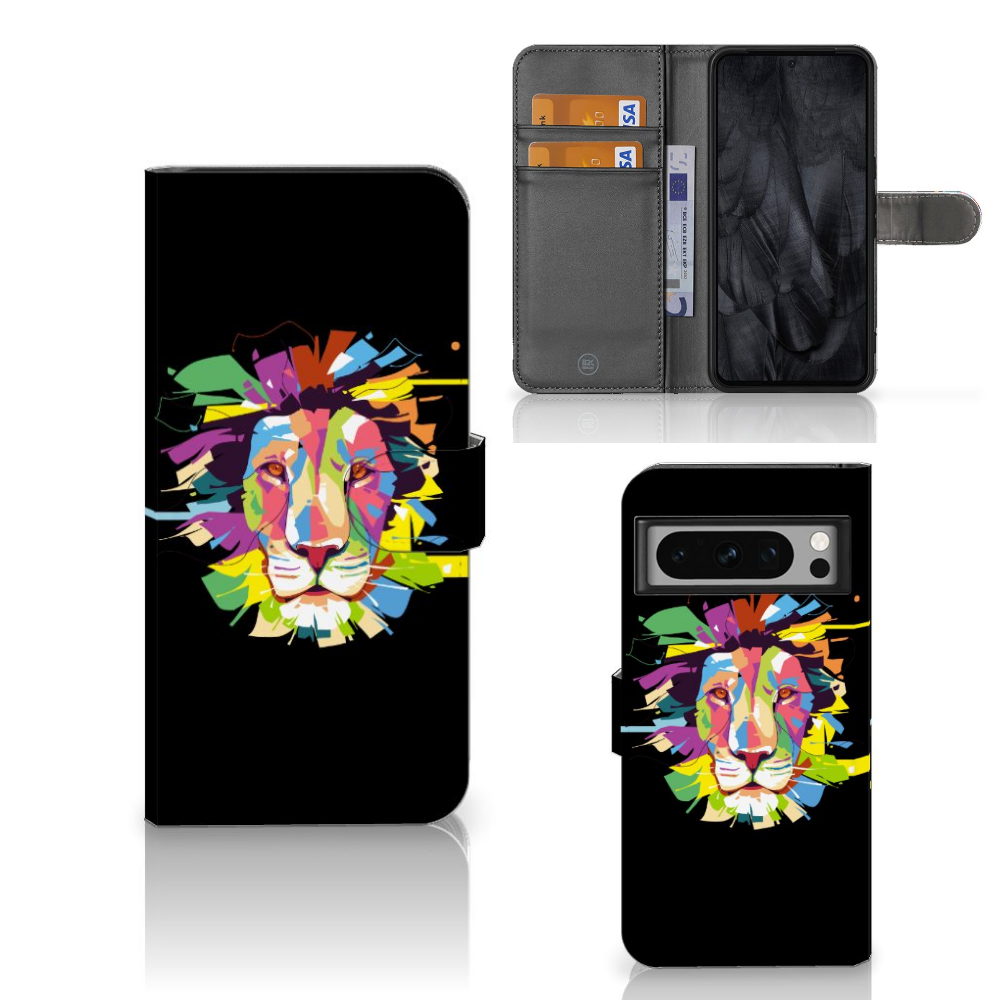 Google Pixel 8 Pro Leuk Hoesje Lion Color telefoonhoesje design lion kleurzijde