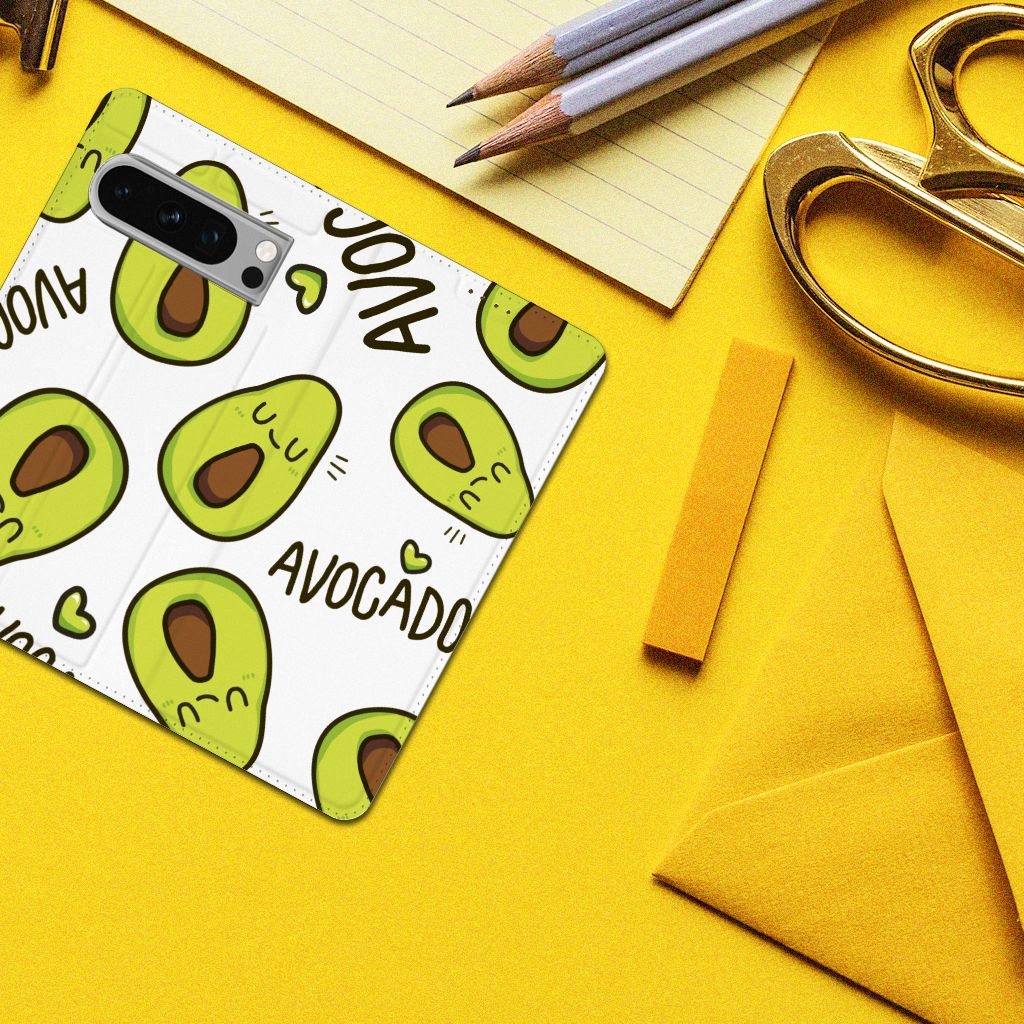 Google Pixel 8 Pro Magnet Case Avocado Singing bovenaanzicht schattige avocado's