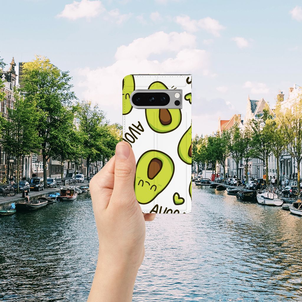 Google Pixel 8 Pro Magnet Case Avocado Singing hand holding case Amsterdam canal