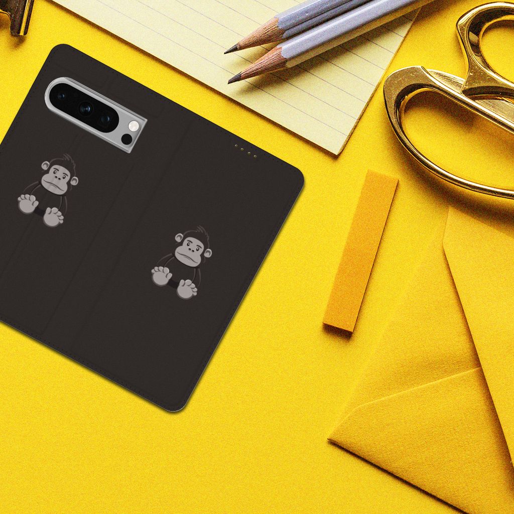 Google Pixel 8 Pro Magnet Case Gorilla telefoonhoesje Gorilla design bovenaanzicht