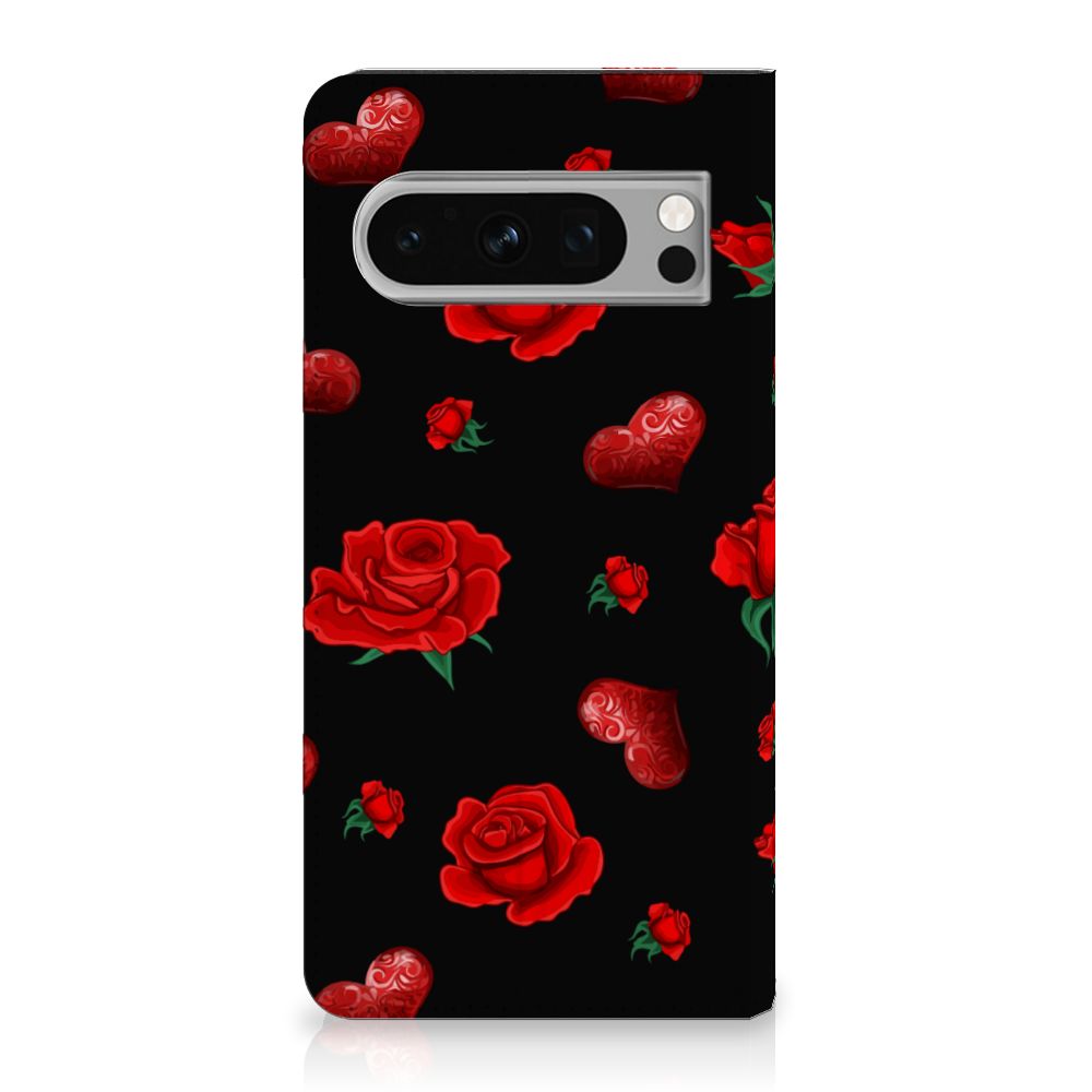 Google Pixel 8 Pro Magnet Case Valentine met rozen en harten, perfect cadeau voor stijl en bescherming 💖