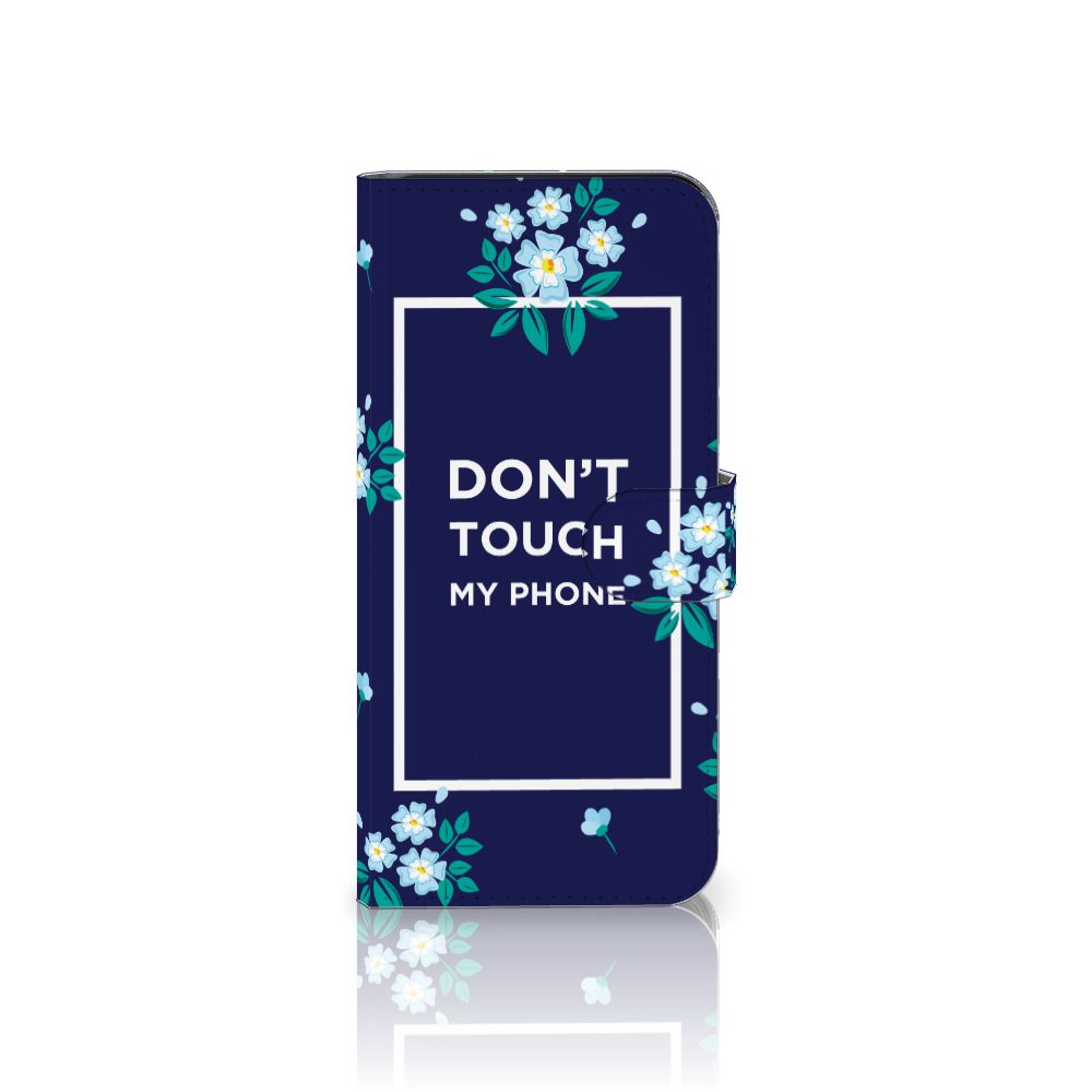 Google Pixel 8 Pro Portemonnee Hoesje Flowers Blue DTMP bloemen donkerblauw voorkant