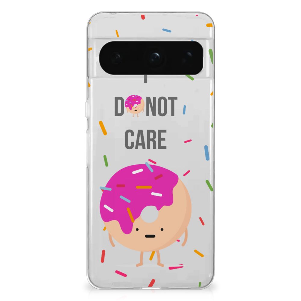 Google Pixel 8 Pro Siliconen Case Donut Roze cartoon design achterzijde vrolijk