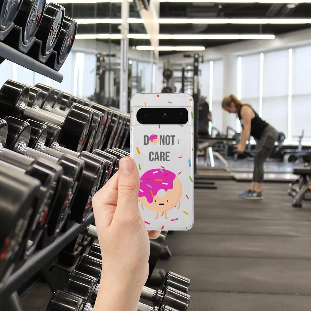 Google Pixel 8 Pro Siliconen Case Donut Roze Donut cartoon design hand gym