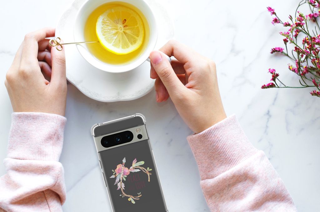 Google Pixel 8 Pro Stevig Bumper Hoesje Boho Text B2C Telecom