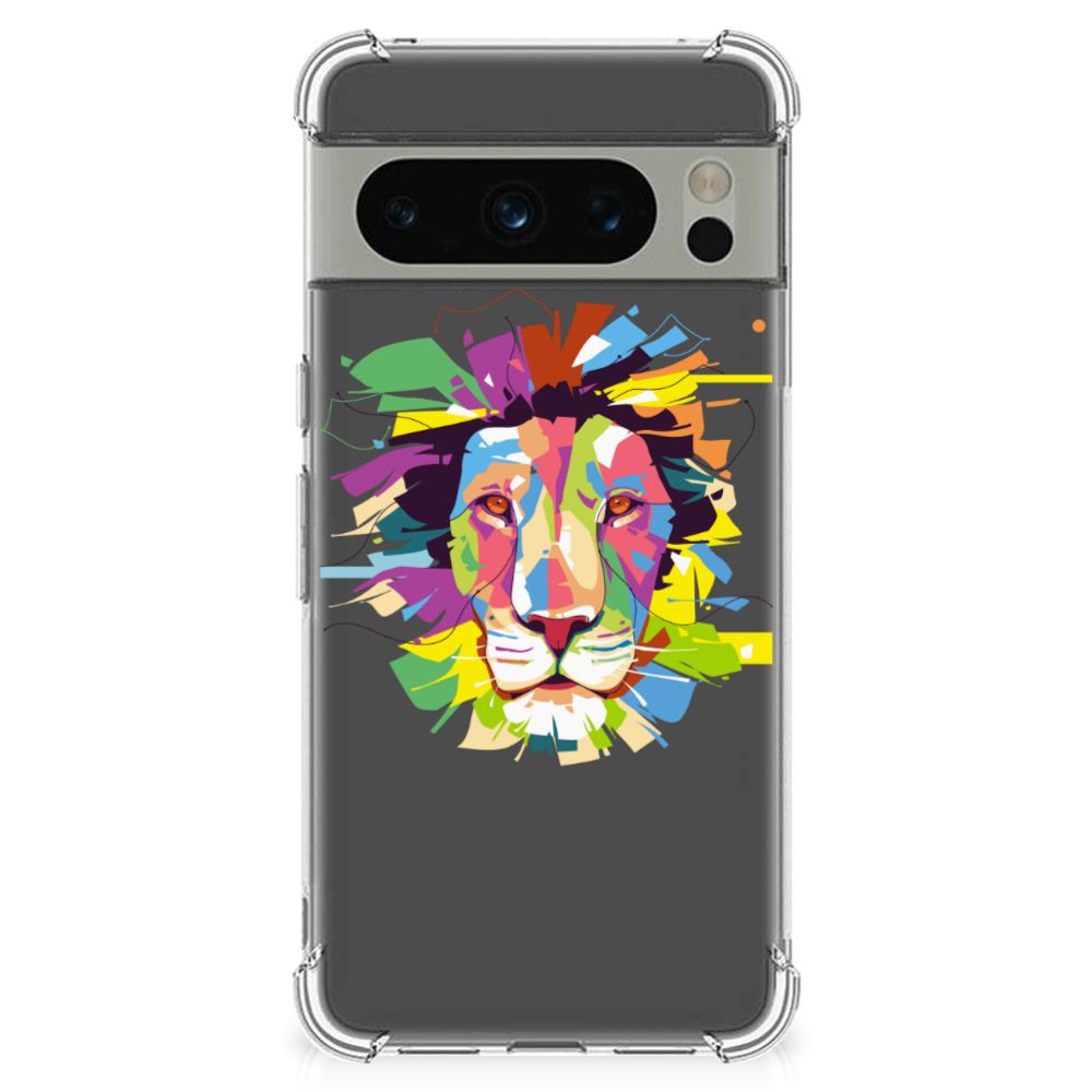 Google Pixel 8 Pro Stevig Bumper Hoesje Lion Color achterzijde ontwerp