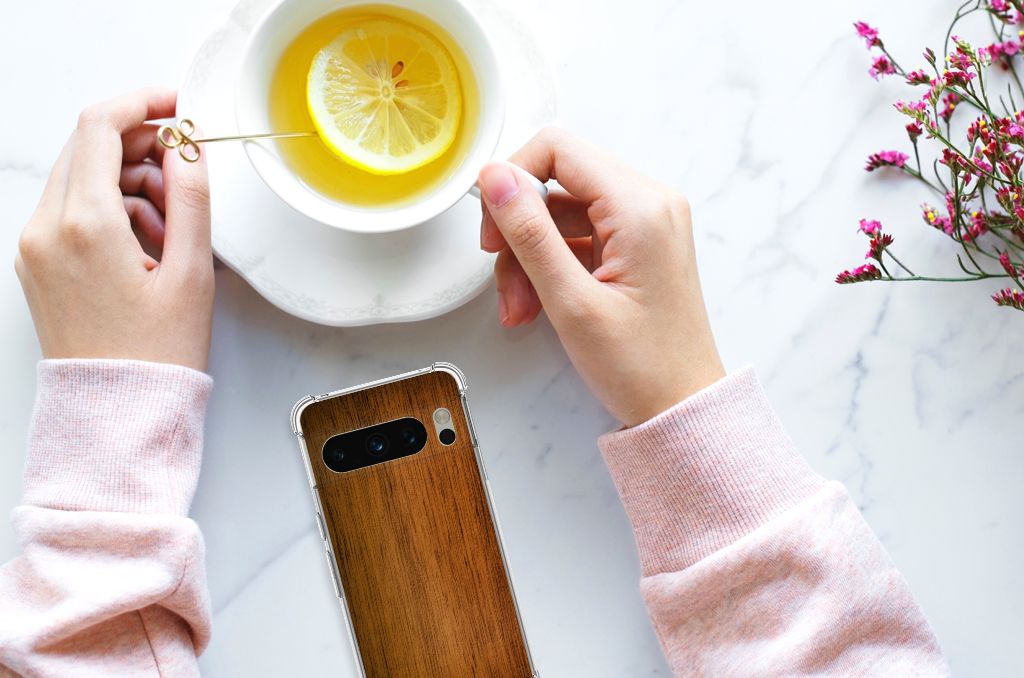 Google Pixel 8 Pro Stevig Telefoonhoesje Donker Hout B2C Telecom