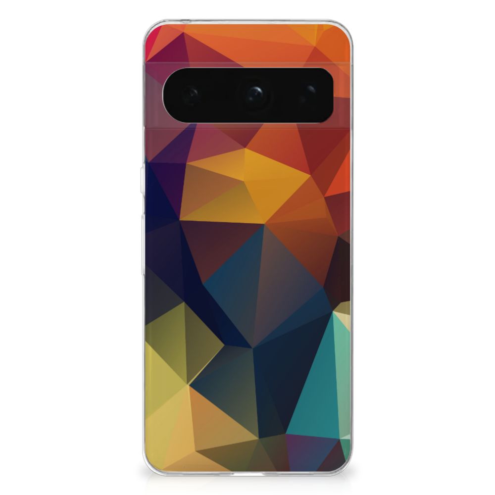Google Pixel 8 Pro TPU Hoesje Polygon Color met kleurrijke geometrische patronen voor stijl en bescherming.