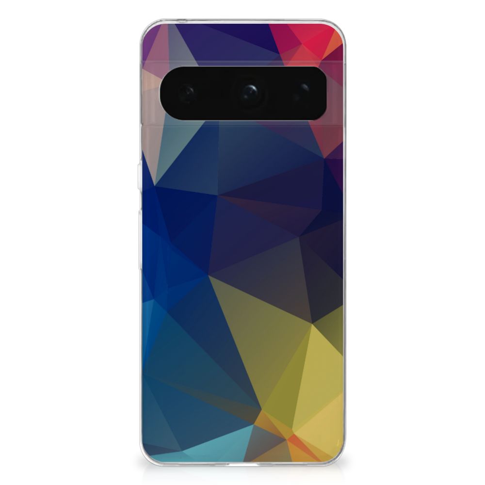 Google Pixel 8 Pro TPU Hoesje Polygon Dark achterkant abstract design