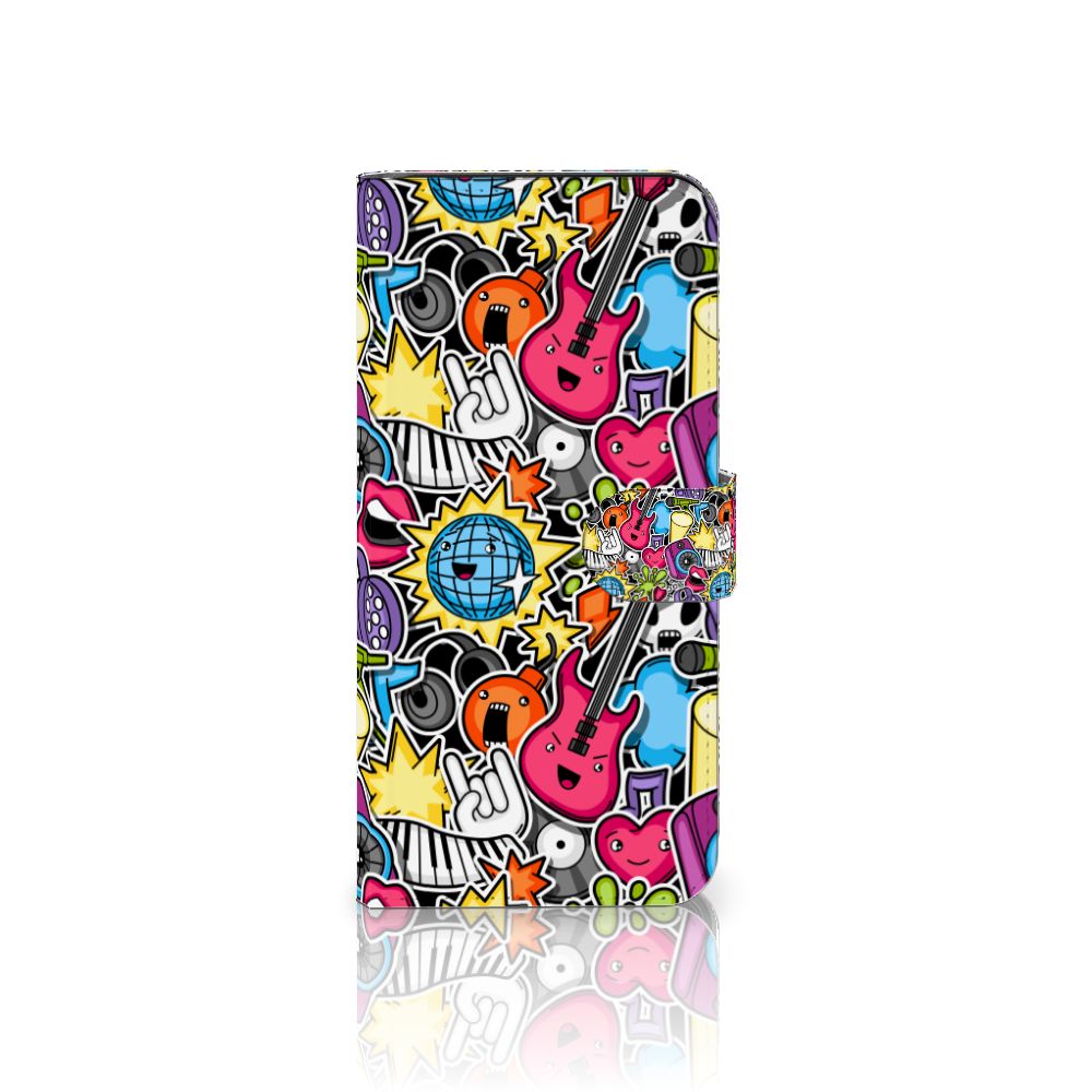 Google Pixel 8 Pro Wallet Case met Pasjes Punk Rock met kleurrijke gitaren en discoballen 🎸