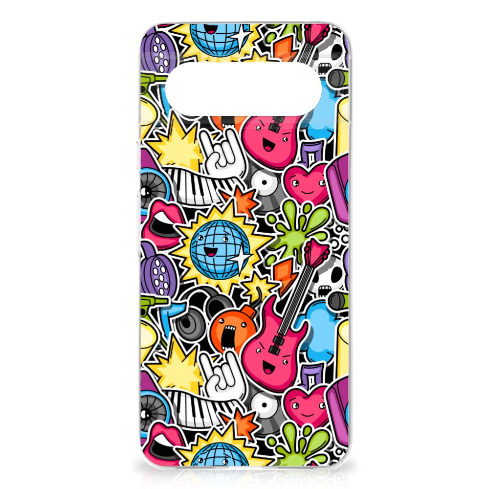 Google Pixel 8 Silicone Back Cover Punk Rock telefoonhoesje kleurrijk design aanzicht