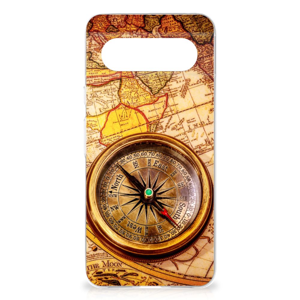 Google Pixel 8 Siliconen Back Cover Kompas kompas design voorkant