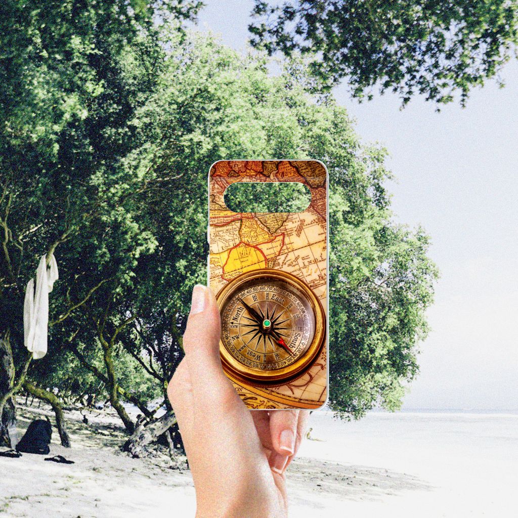 Google Pixel 8 Siliconen Back Cover Kompas kompas design hand vrijstaand