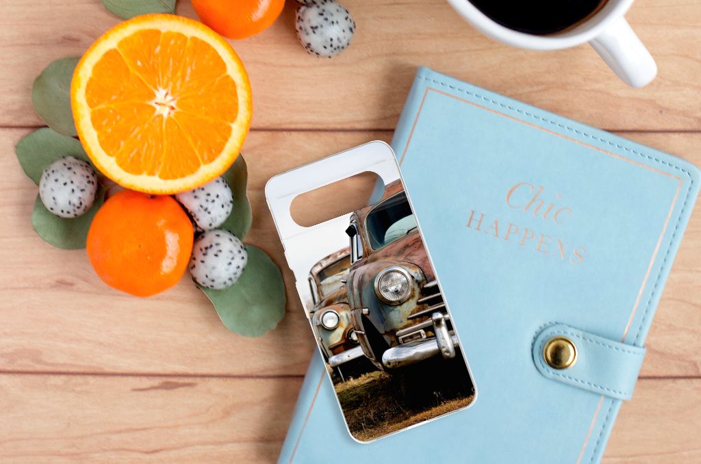 Google Pixel 8 Siliconen Hoesje met foto Vintage Auto hoesje vintage auto design aanzicht