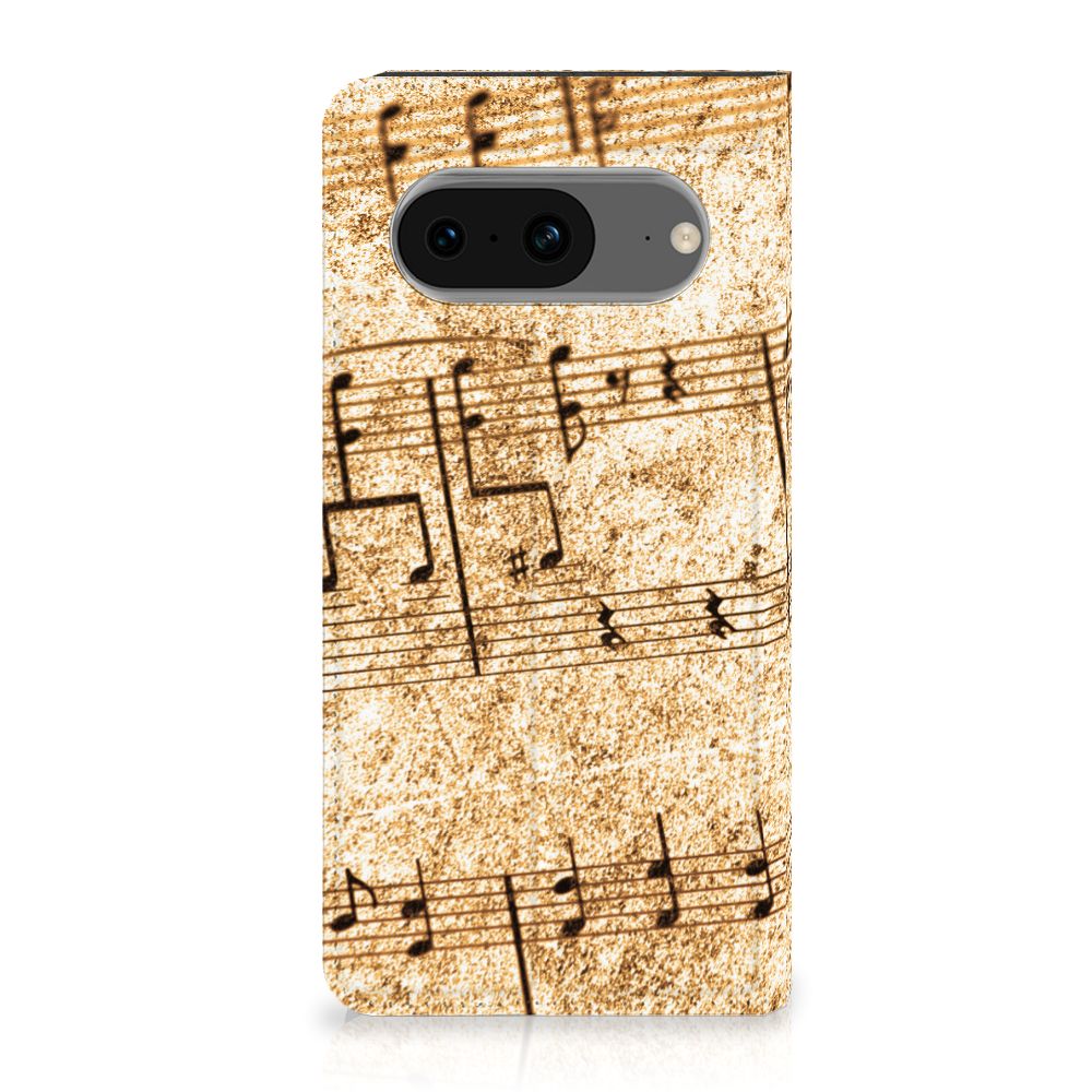 Google Pixel 8 Stand Case Bladmuziek hoesje bladmuziek design voorkant
