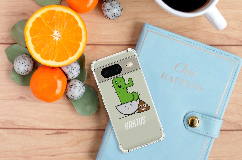 Google Pixel 8 Stevig Bumper Hoesje Cactus Poo voorkant design
