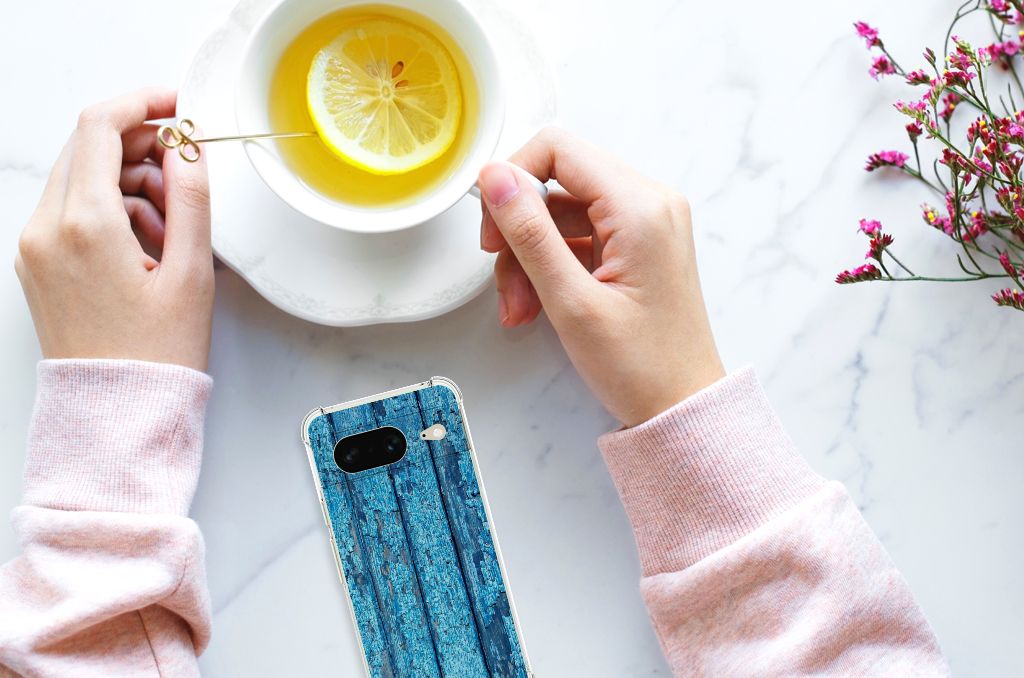 Google Pixel 8 Stevig Telefoonhoesje Wood Blue B2C Telecom