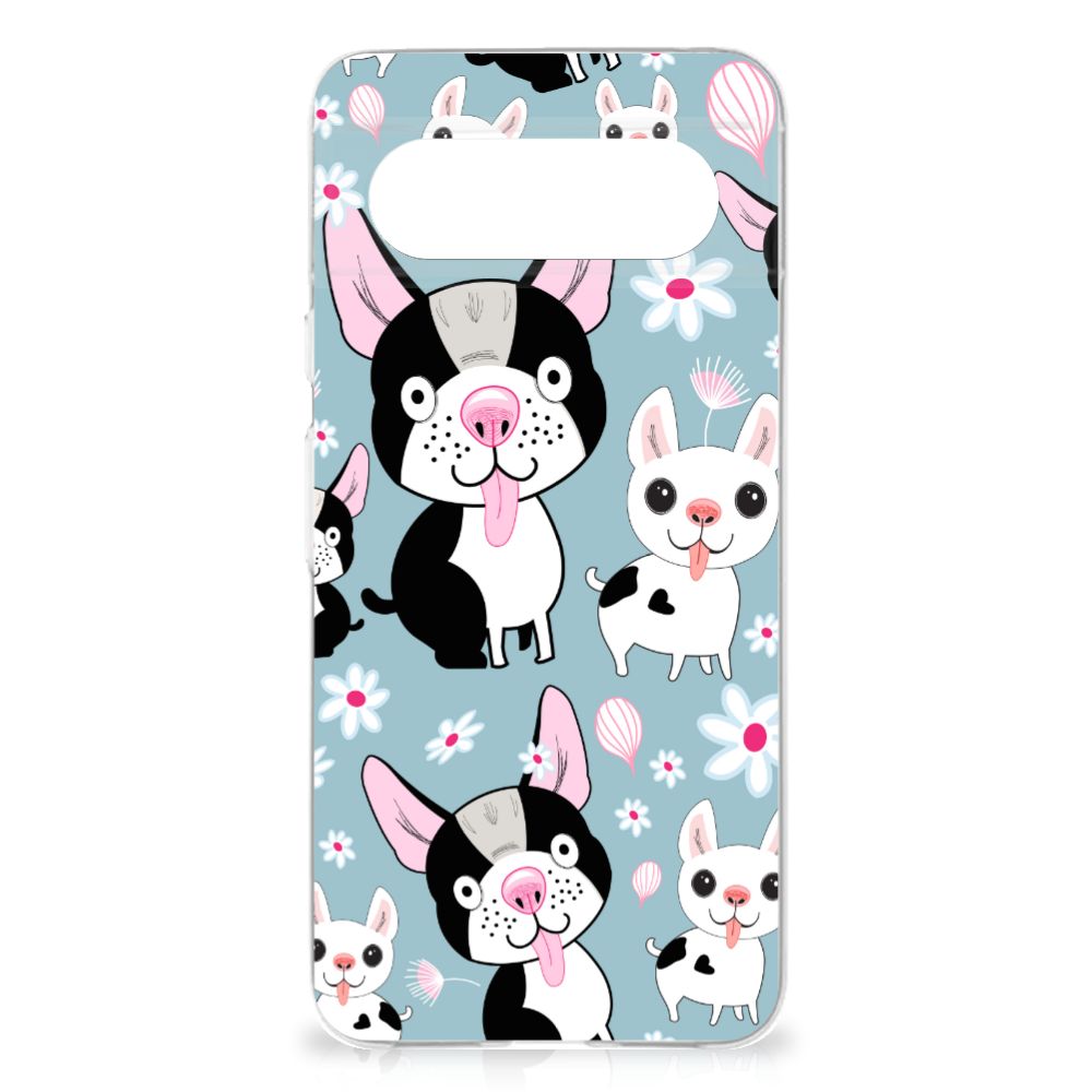 Google Pixel 8 TPU Hoesje Hondjes hondjes zwart-witte design voorkant