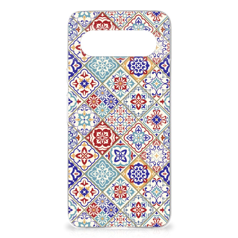 Google Pixel 8 TPU Siliconen Hoesje Tiles Color ontwerp achterkant