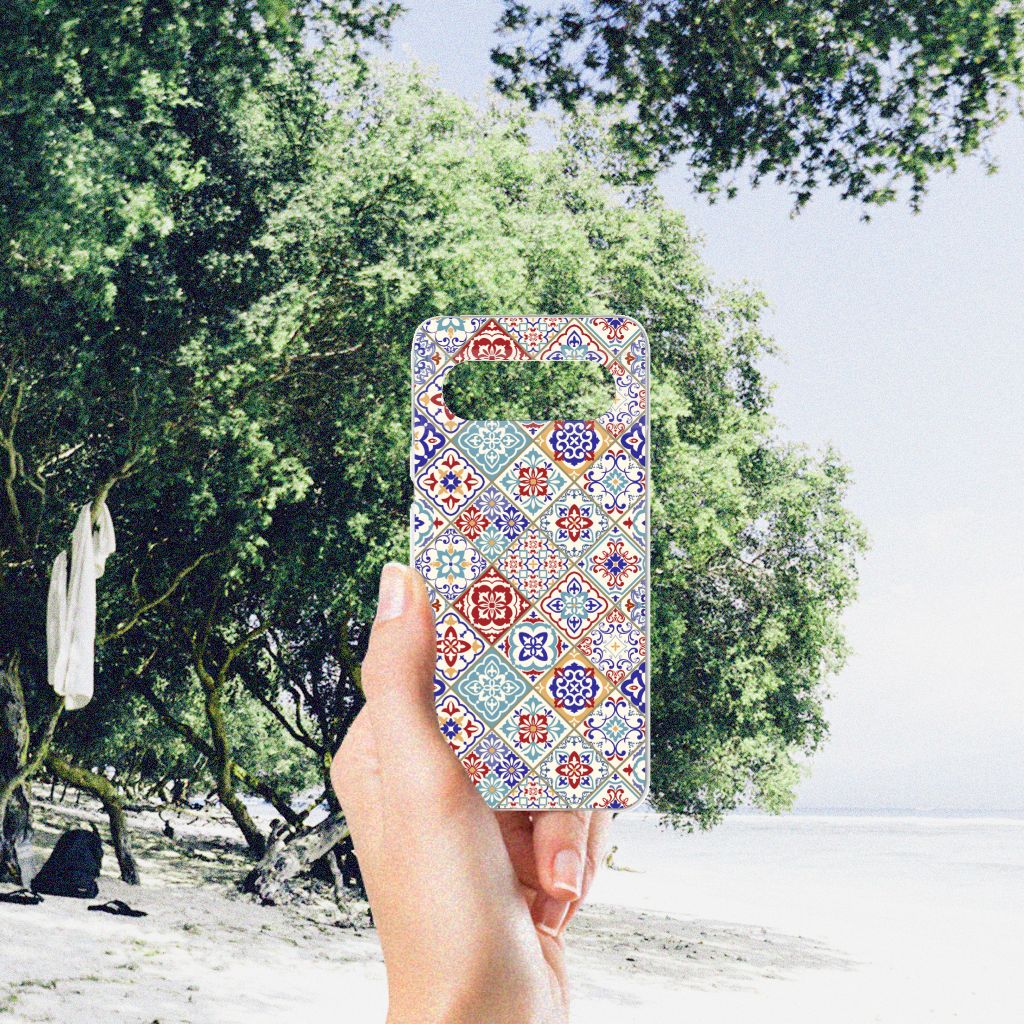 Google Pixel 8 TPU Siliconen Hoesje Tiles Color design voorkant