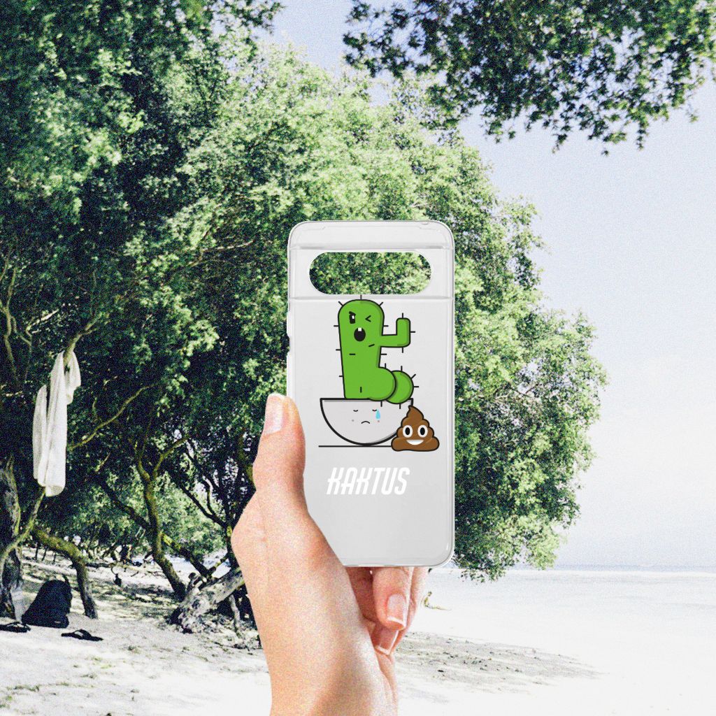 Google Pixel 8 Telefoonhoesje met Naam Cactus Poo cactus design voorkant