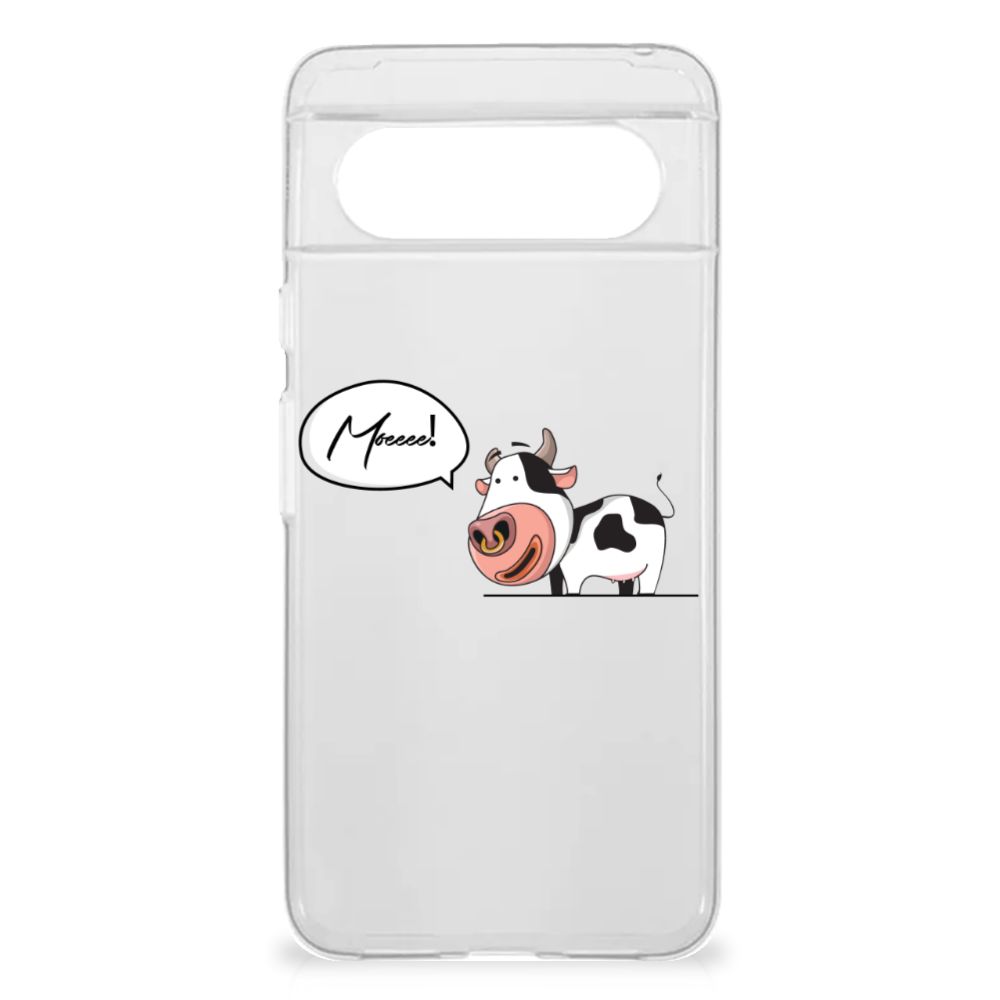 Google Pixel 8 Telefoonhoesje met Naam Cow ontwerp koe transparant