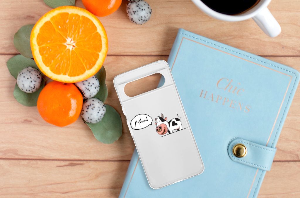 Google Pixel 8 Telefoonhoesje met Naam Cow telefoonhoesje design Cow vooraanzicht