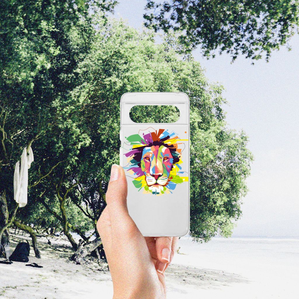 Google Pixel 8 Telefoonhoesje met Naam Lion Color telefoonhoesje Lion Color hand boven strand