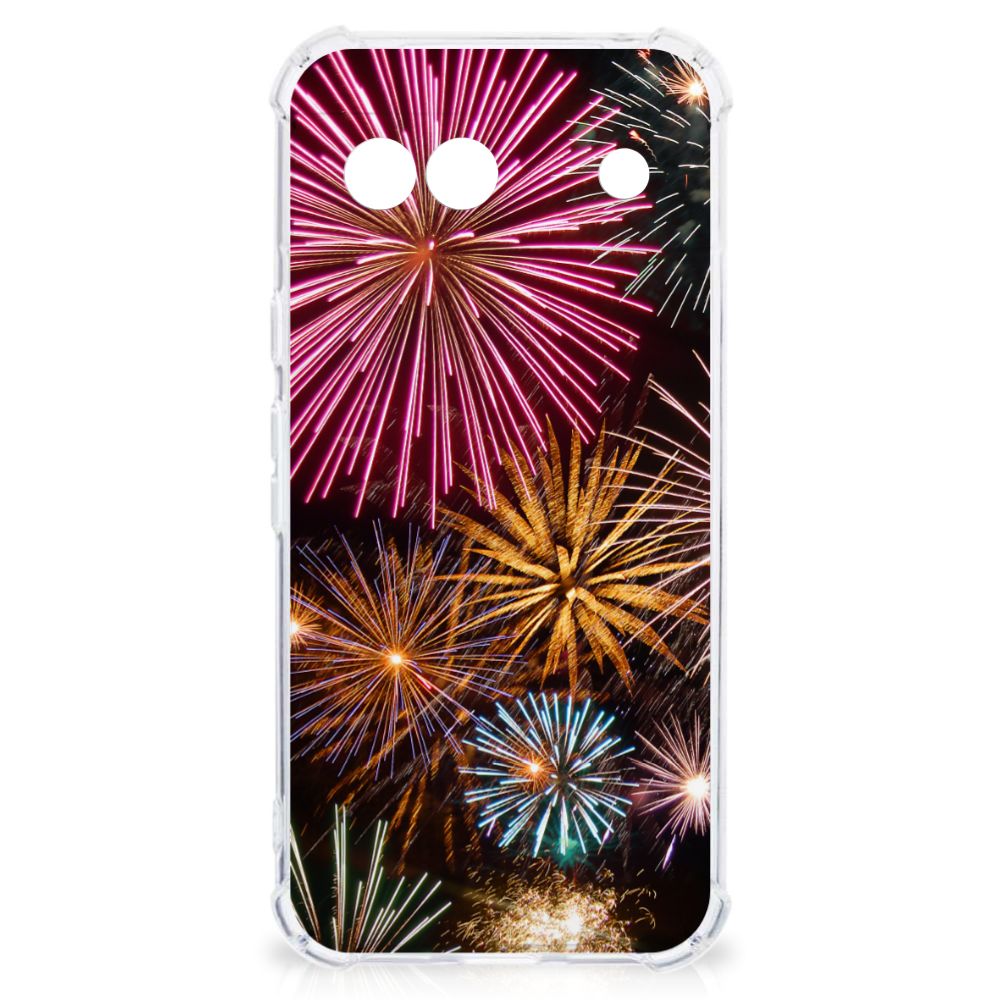Google Pixel 8A Anti Shock Bumper Case Vuurwerk vuurwerk design voorkant
