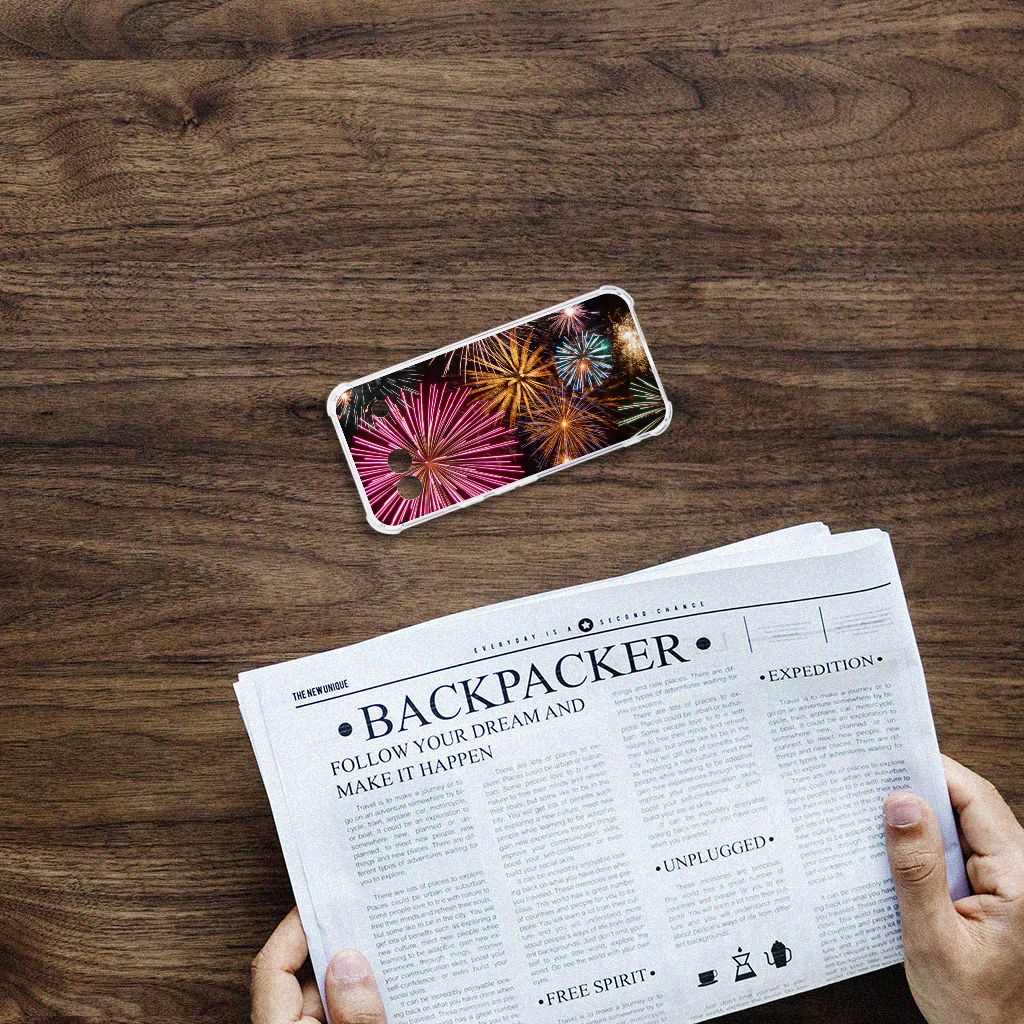 Google Pixel 8A Anti Shock Bumper Case Vuurwerk bovenaanzicht telefoonhoesje