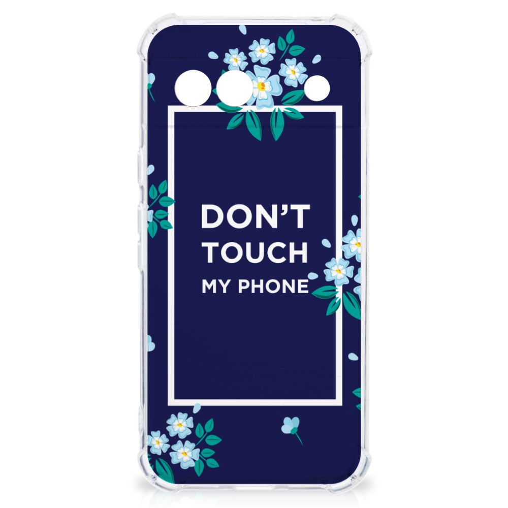 Google Pixel 8A Anti Shock Case Flowers Blue DTMP achterkant