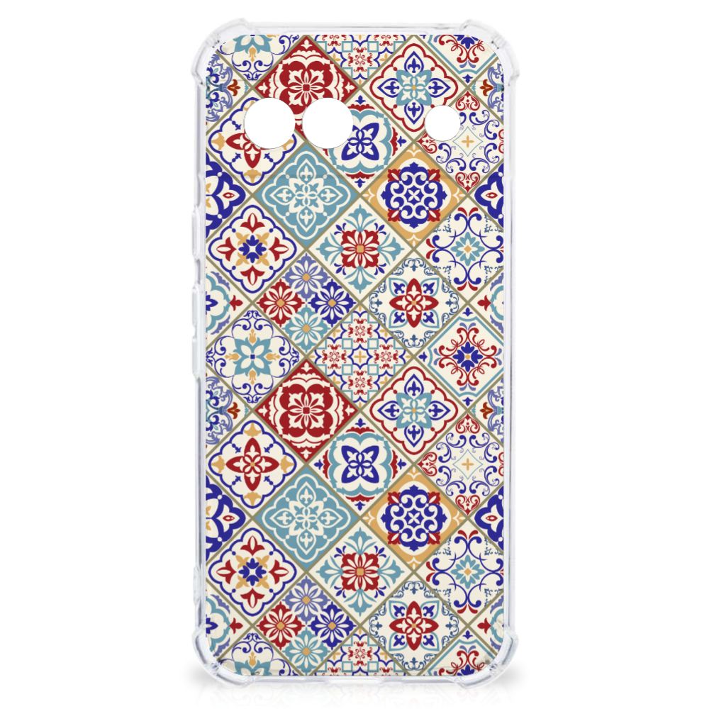 Google Pixel 8A Anti-Shock Hoesje Tiles Color design voorkant
