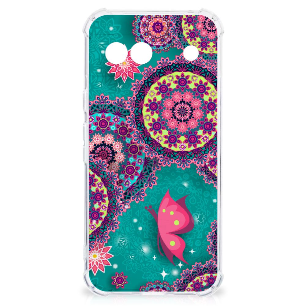 Google Pixel 8A Back Cover Cirkels en Vlinders design achterkant