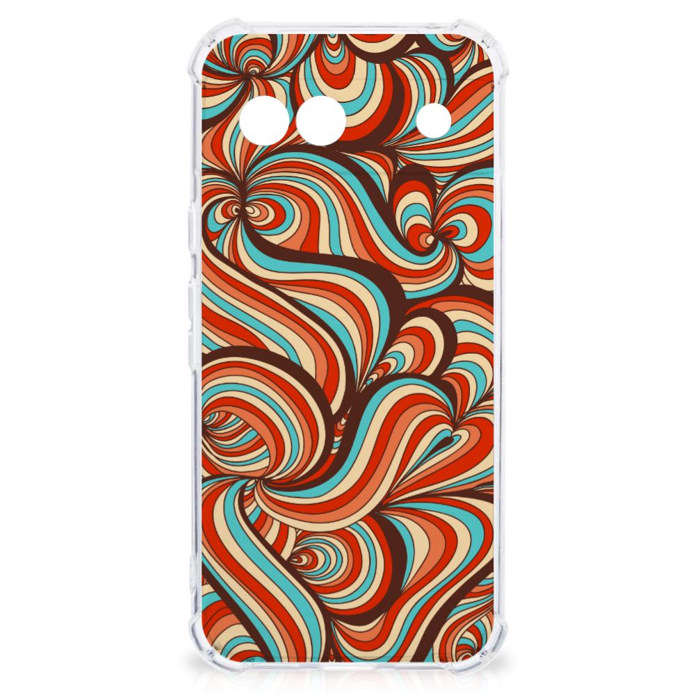 Google Pixel 8A Back Cover Retro kleurrijk retro design achteraanzicht