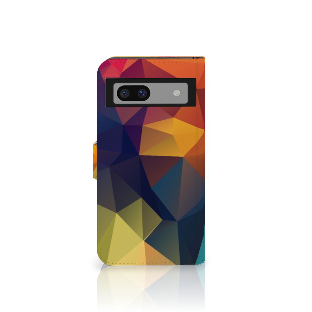 Google Pixel 8A Book Case Polygon Color book case geometrisch design kleurrijk aanzicht