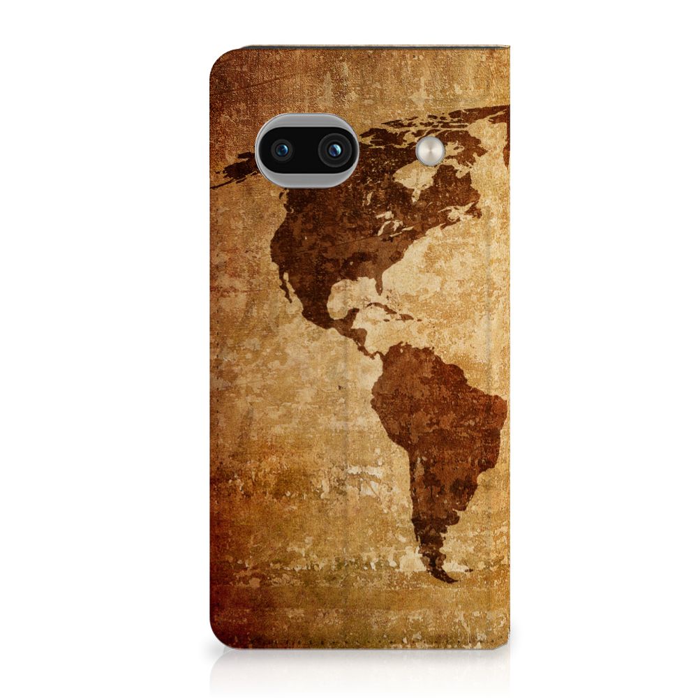 Google Pixel 8A Book Cover Wereldkaart hoesje wereldkaart voorkant