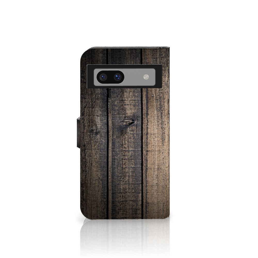 Google Pixel 8A Book Style Case Steigerhout bookstyle hoesje steigerhout voorkant