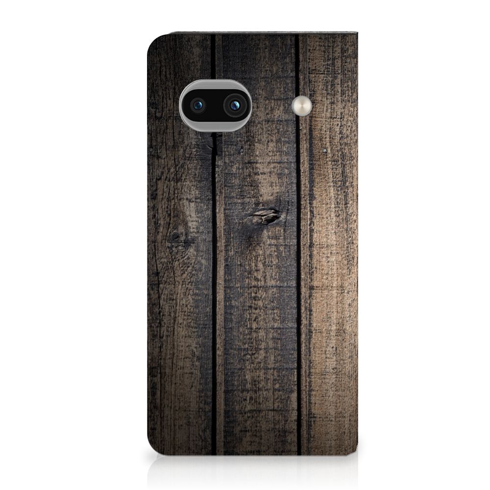 Google Pixel 8A Book Wallet Case Steigerhout steigerhout design achteraanzicht