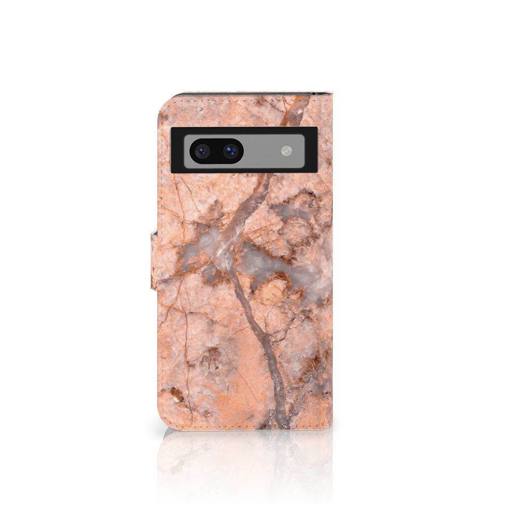 Google Pixel 8A Bookcase Marmer Oranje bookcase marmer oranje voorkant