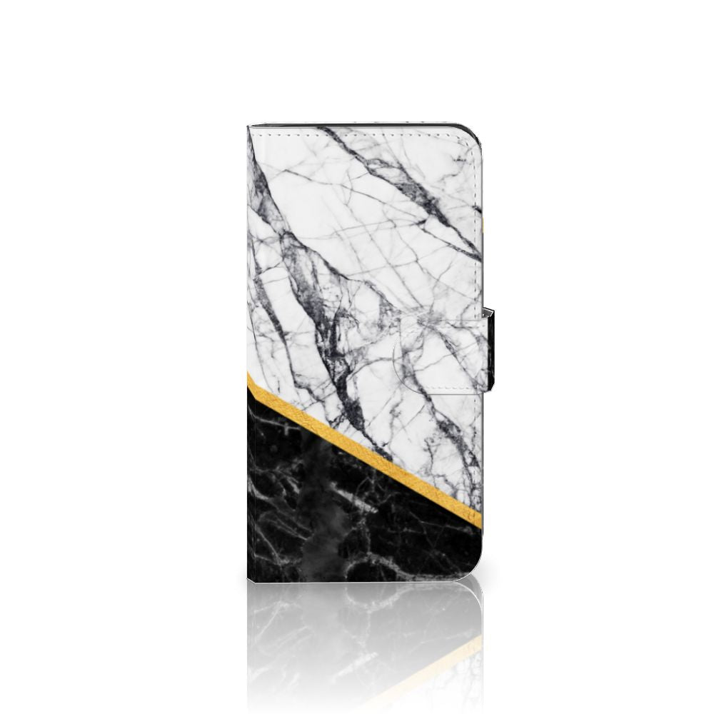 Google Pixel 8A Bookcase Marmer Wit Zwart design marble bookcase front