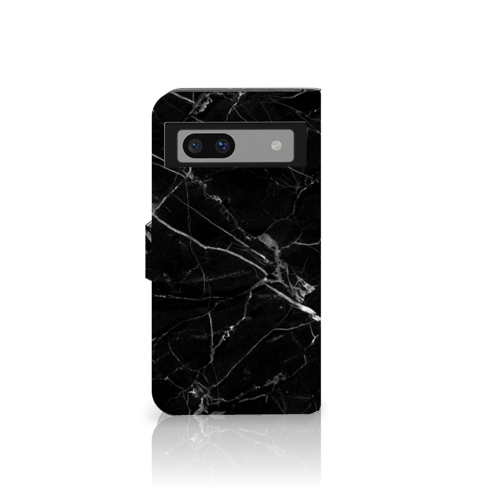 Google Pixel 8A Bookcase Marmer Zwart design marmer zwart zijaanzicht