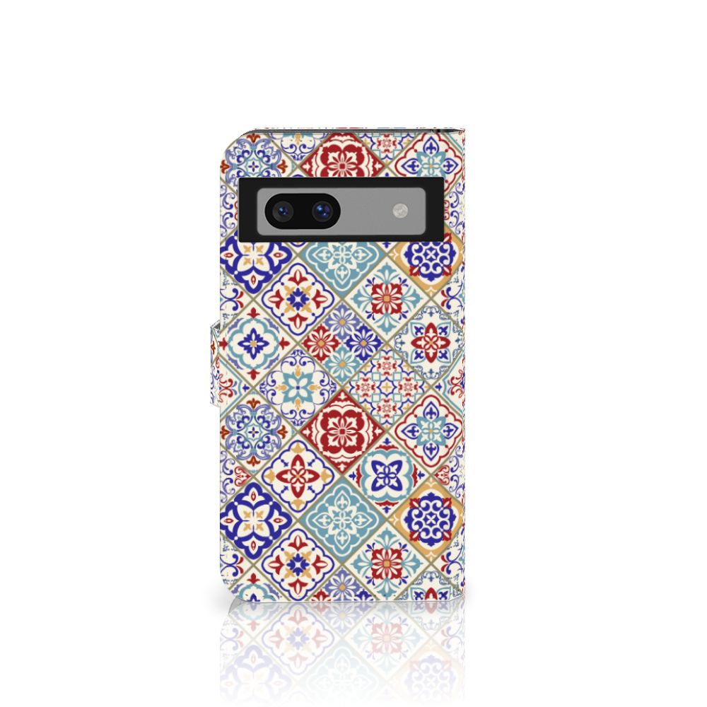 Google Pixel 8A Bookcase Tiles Color boekhoes design Turkse tegels aanzicht