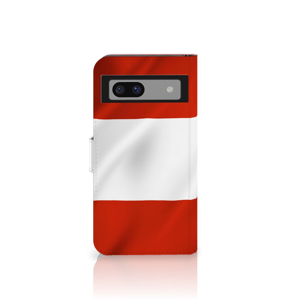 Google Pixel 8A Bookstyle Case Oostenrijk design vlag vooraanzicht