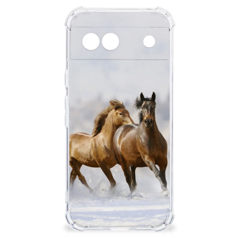 Google Pixel 8A Case Anti-shock Paarden transparant design paarden aanzicht